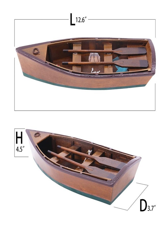 NAUTIMALL نموذج قارب تجديف خشبي مصنوع يدويًا من نوتيمال مع مجاديف، قارب مصغر عتيق للديكور المنزلي، هدية بحرية، وقطعة تذكارية، قارب شراعي بحري مصغر للديكور - Image 2